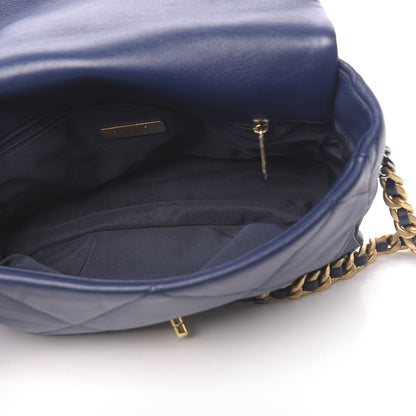 Chanel Goatskin Quilted Medium 19 Flap Dark Blue 5 of 15