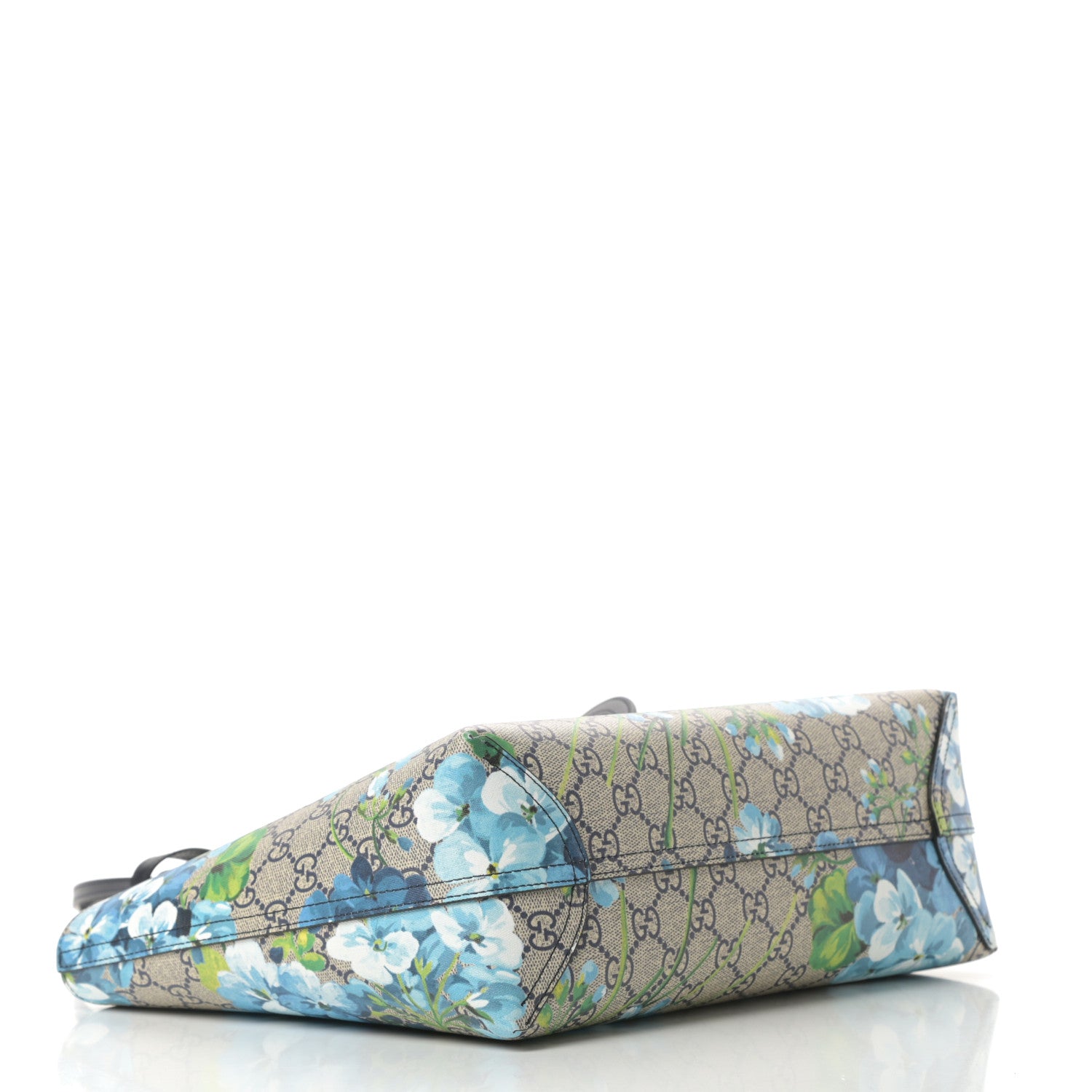 Gucci GG Supreme Monogram Blooms Small Reversible Tote Beige Blue Navy 6 of 14