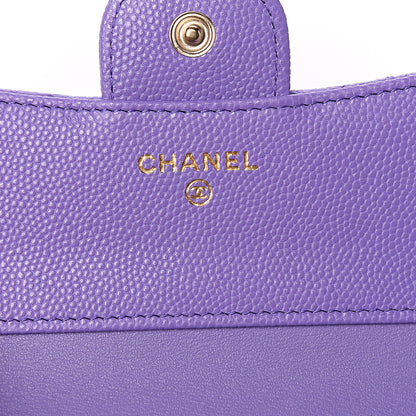 Chanel Caviar Quilted Flap Card Holder Wallet Purple 5 of 8