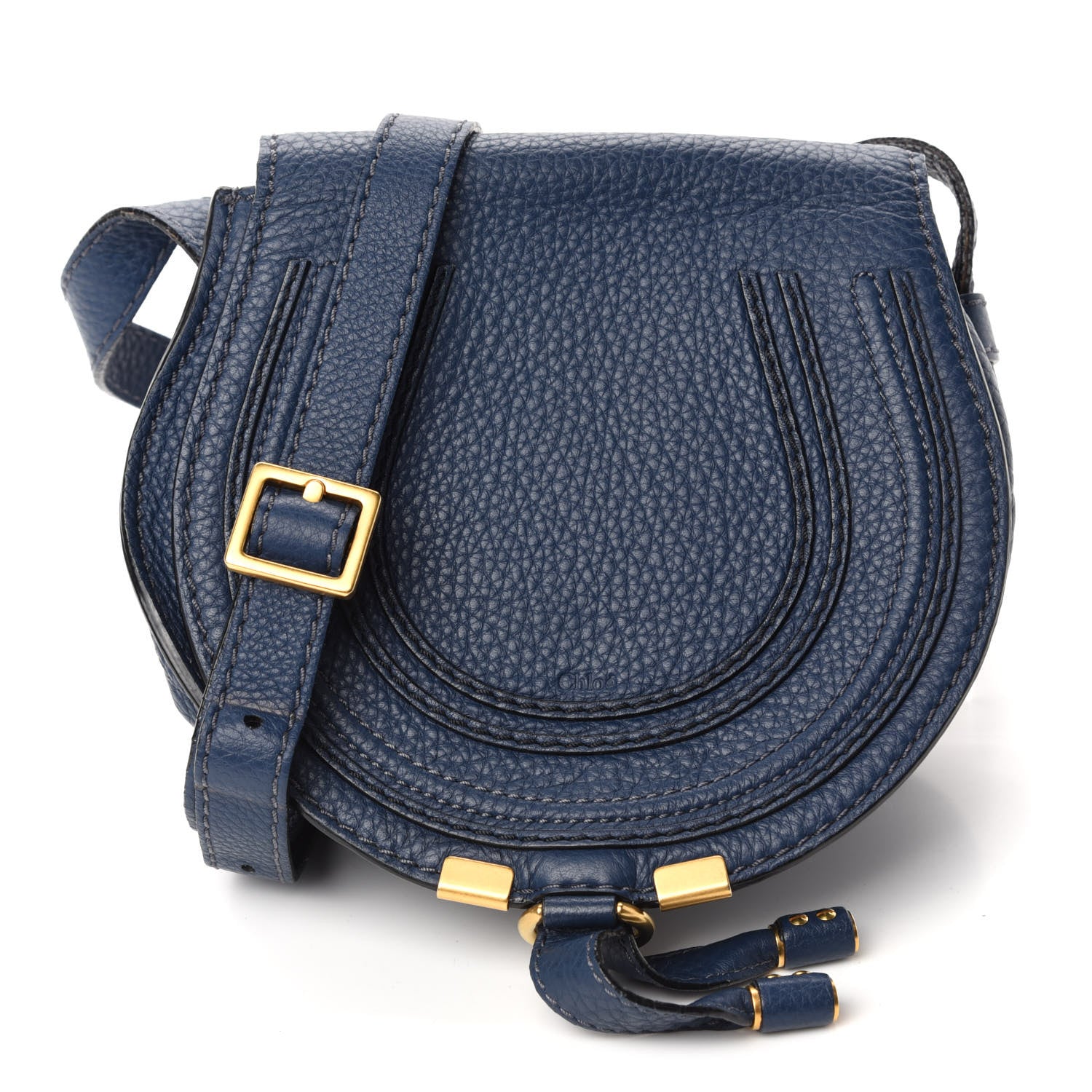 Chloe Calfskin Mini Marcie Round Crossbody Bag Royal Navy 1 of 10