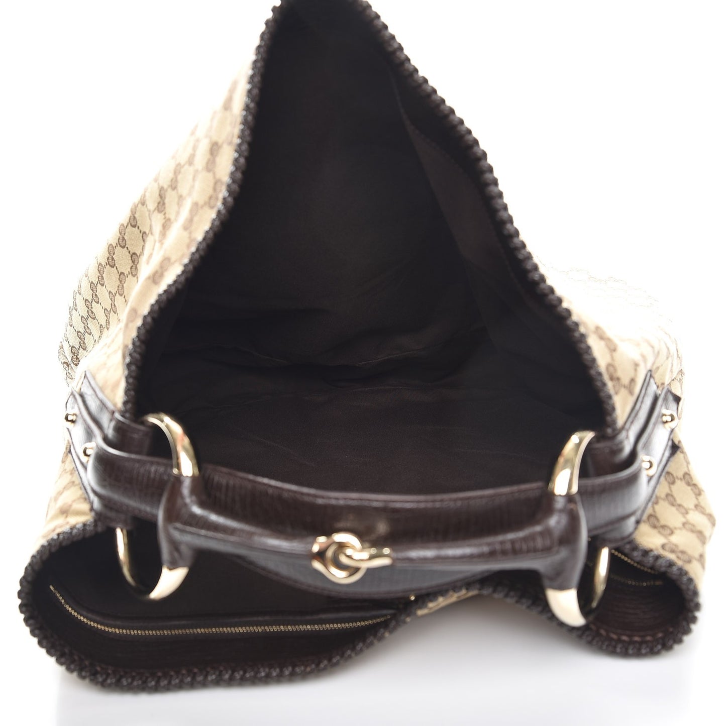Monogram Large Horsebit Chain Hobo Dark Brown