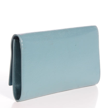 Saint Laurent Patent Large Belle De Jour Clutch Blue 3 of 7