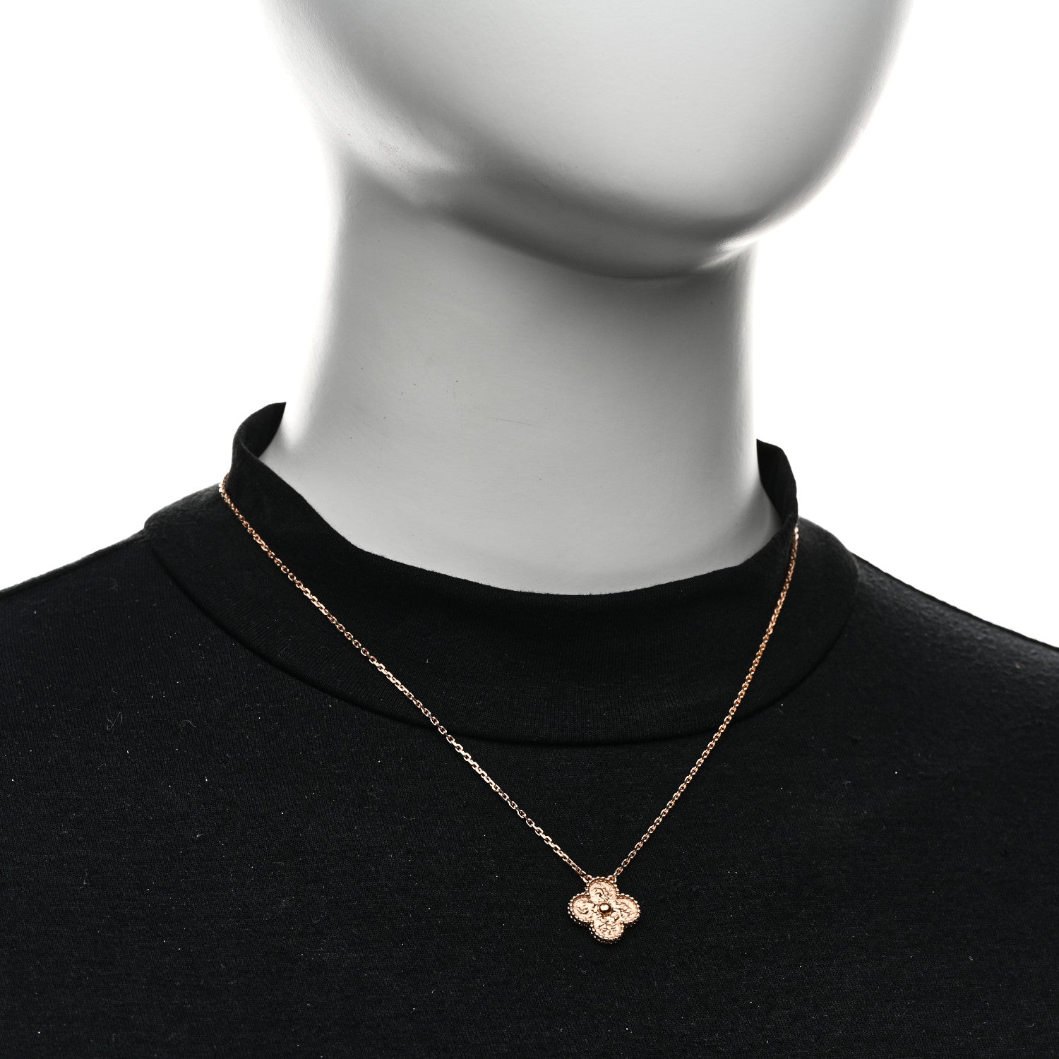 Van Cleef & Arpels 18K Rose Gold Vintage Alhambra Pendant Necklace 2 of 6