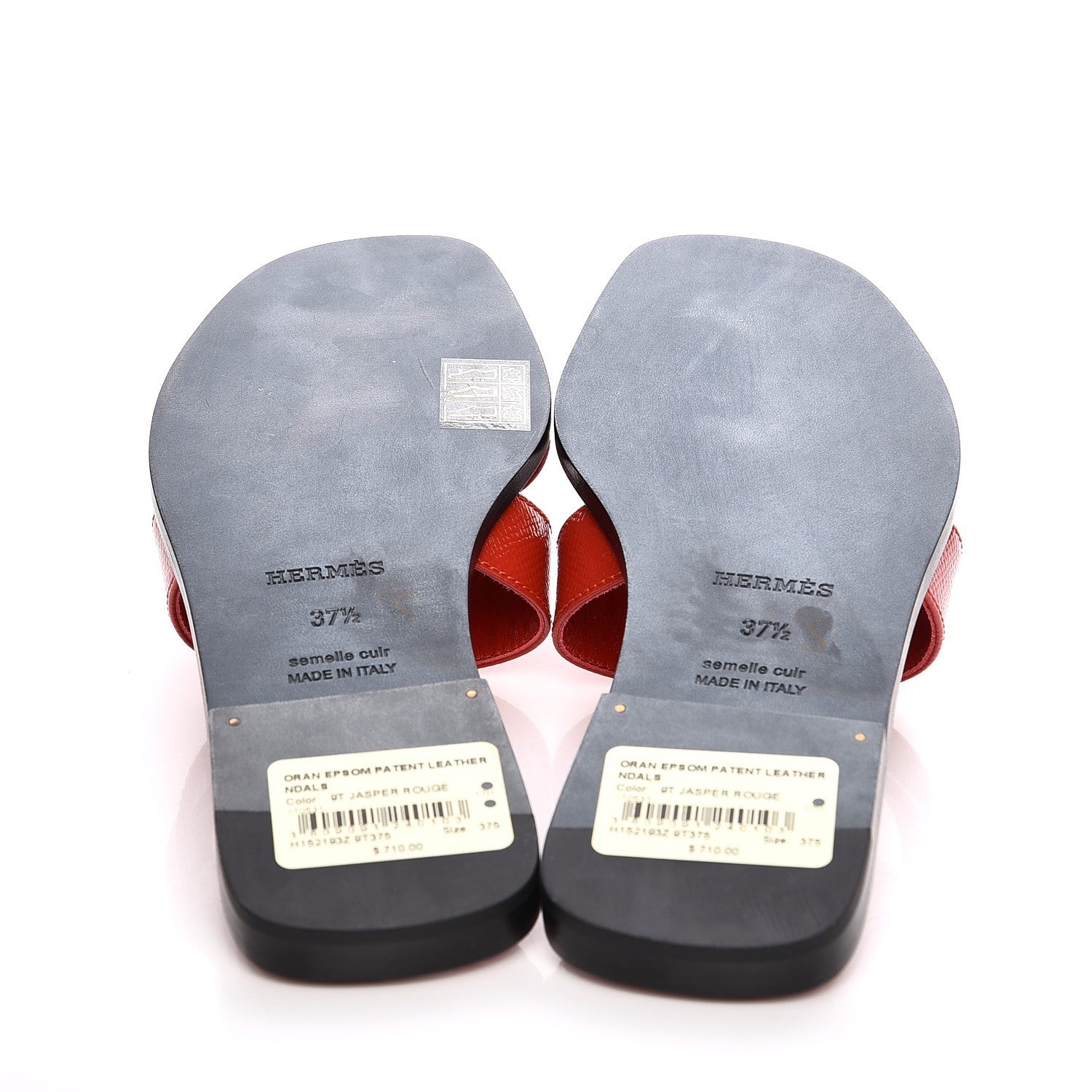 Hermes Patent Epsom Oran Sandals 37.5 Jasper Rouge 5 of 8