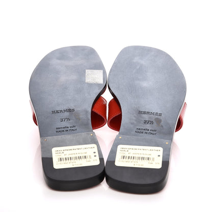 Hermes Patent Epsom Oran Sandals 37.5 Jasper Rouge 5 of 8