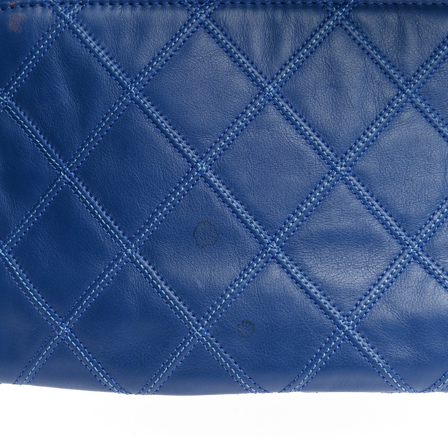 Chanel Calfskin Stitched Thin City Clutch Blue 9 of 10