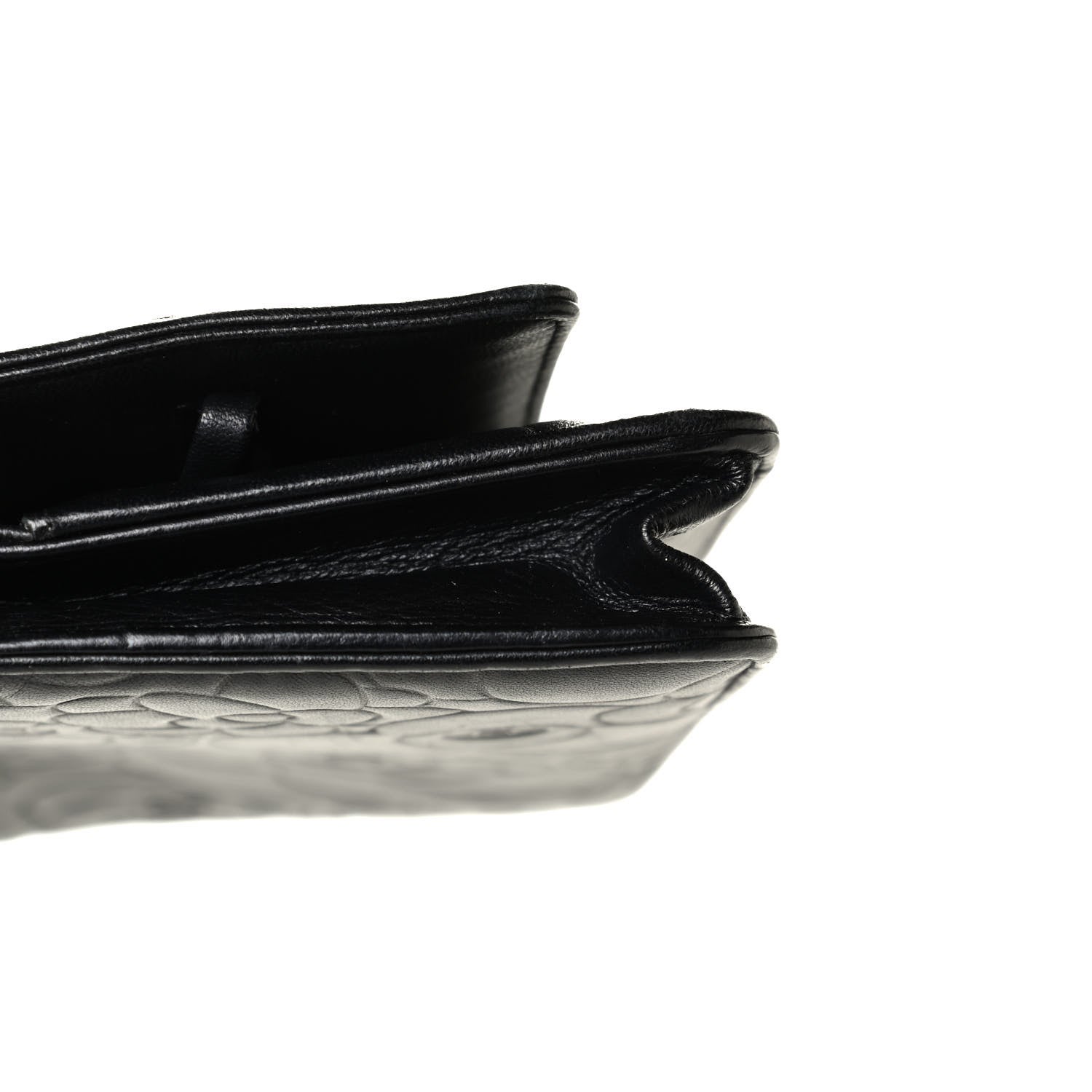 Chanel Lambskin Camellia Embossed Wallet on Chain WOC Black 7 of 7