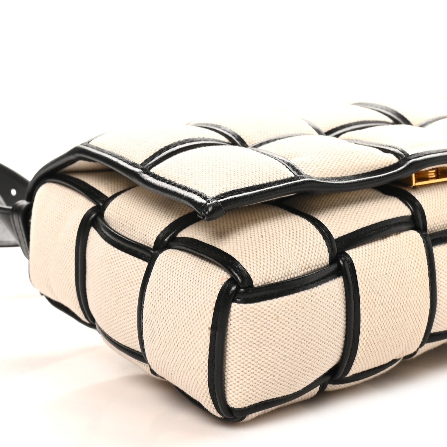 Bottega Veneta Canvas Intrecciato Padded Cassette Crossbody Bag Natural Black 8 of 9