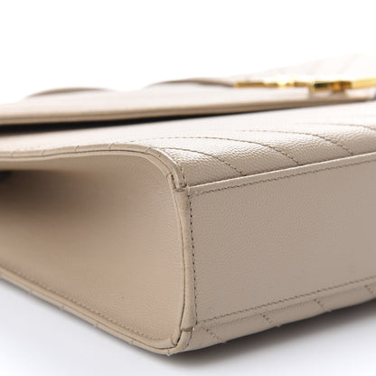 Saint Laurent Grain De Poudre Matelasse Chevron Large Monogram Satchel Dark Beige 6 of 14