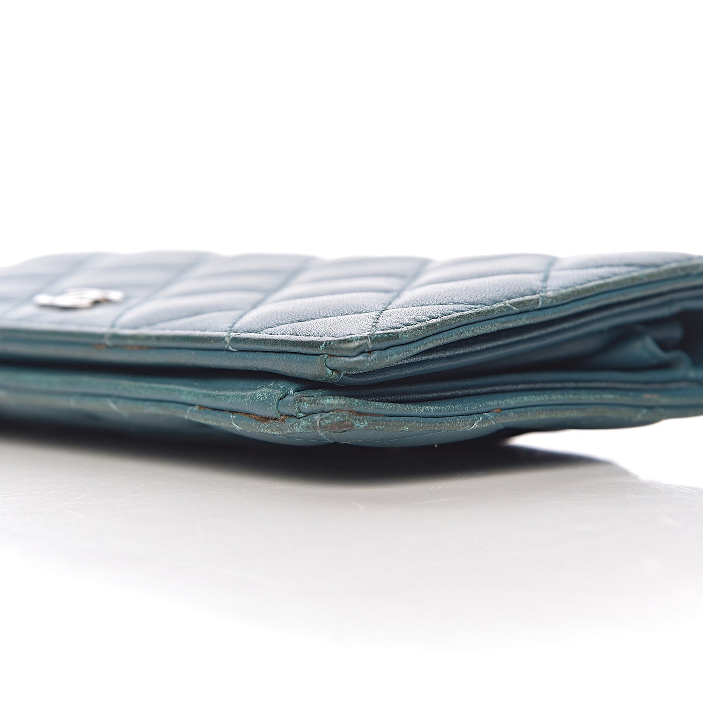 Lambskin Quilted Yen Wallet Blue