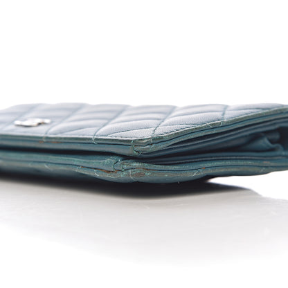 Chanel Lambskin Quilted Yen Wallet Blue 16 of 22