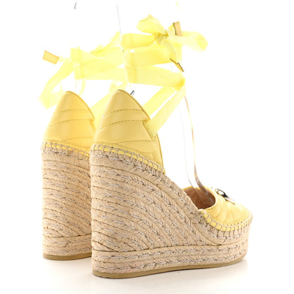 Gucci Nappa Matelasse GG Marmont Ankle Wrap Platform Espadrille Wedges 36.5 Banana 4 of 13