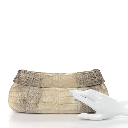 Nancy Gonzalez Crocodile Foldover Clutch Beige 2 of 12