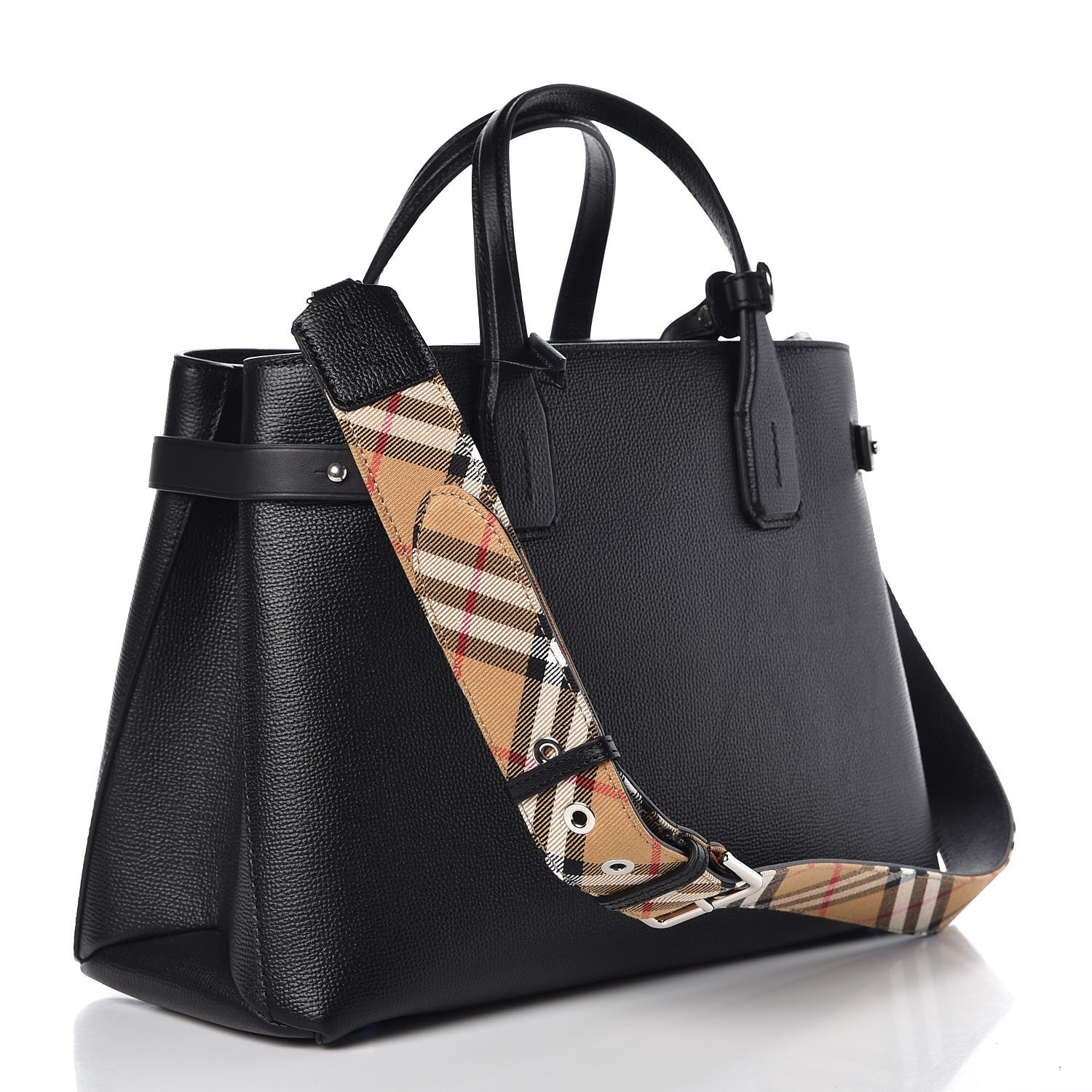 Burberry Derby Calfskin Medium Banner Tote Black 4 of 10