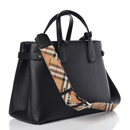 Burberry Derby Calfskin Medium Banner Tote Black 4 of 10