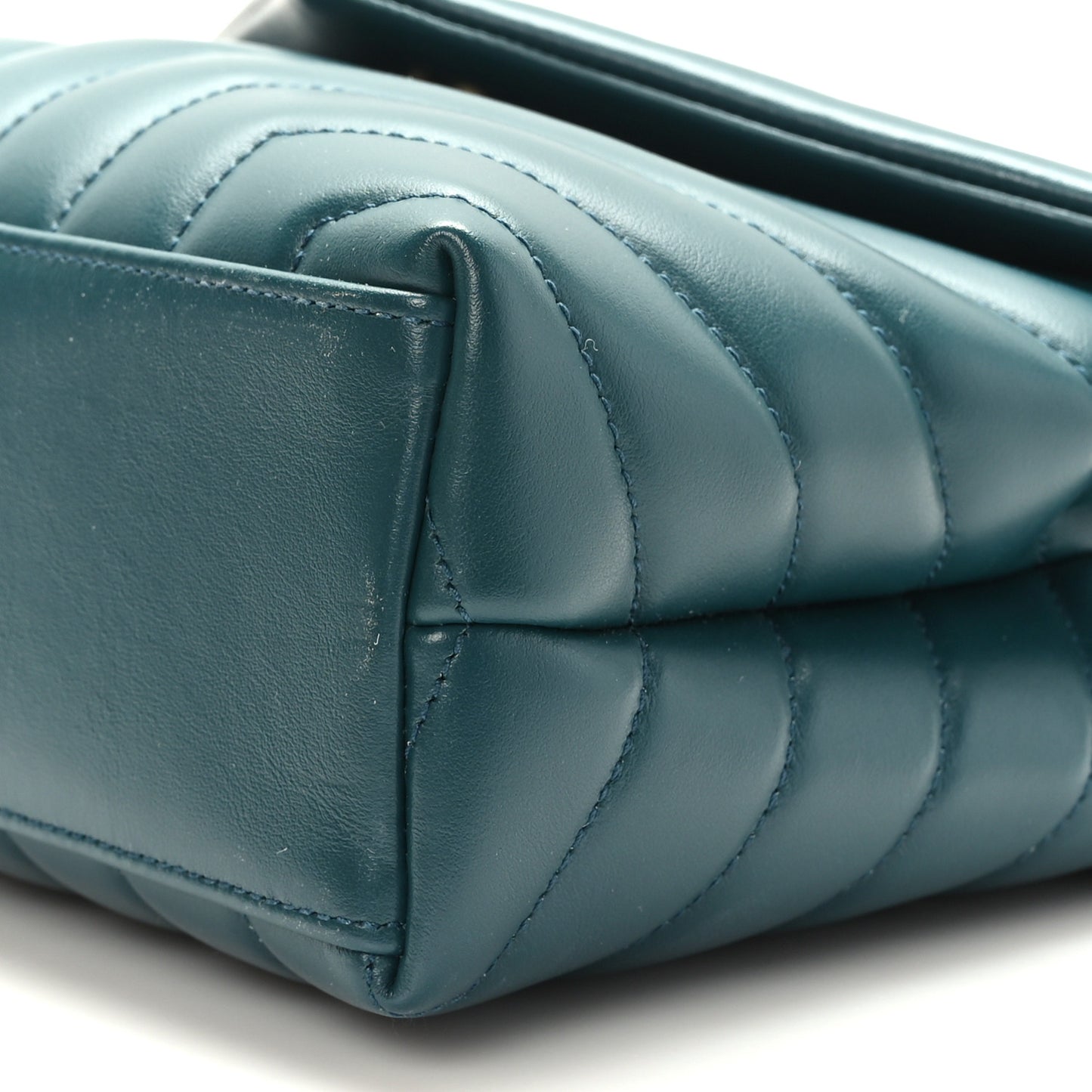 Calfskin Y Quilted Monogram Small Loulou Chain Satchel Sea Turquoise