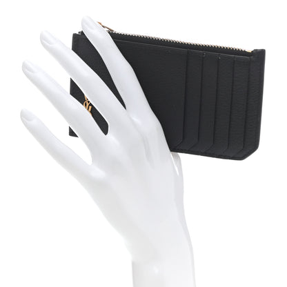 Saint Laurent Grained Calfskin Monogram 5 Fragments Zip Pouch Card Holder Black 2 of 7