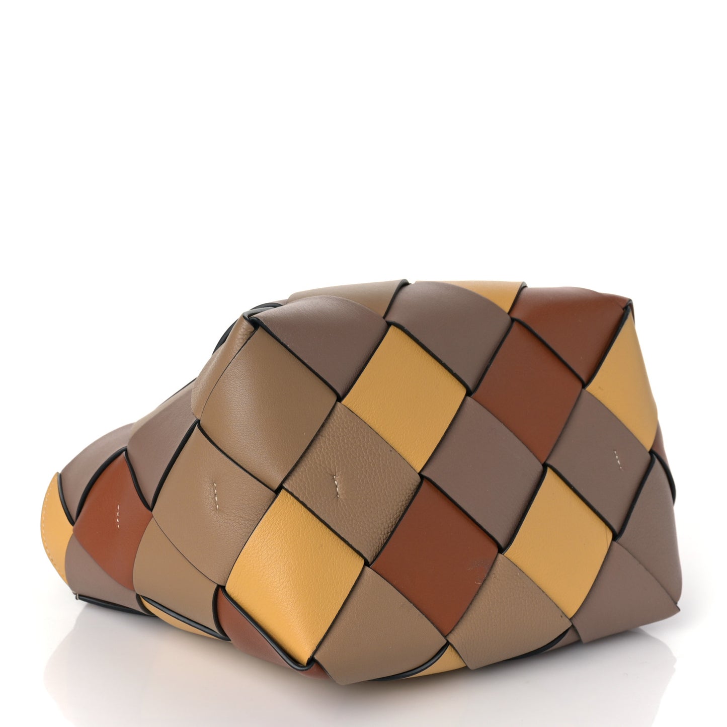 Calfskin Small Woven Basket Surplus Bag Hazelnut Camel