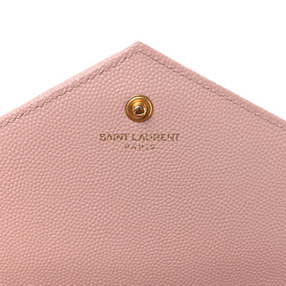 Saint Laurent Grain De Poudre Matelasse Chevron Monogram Chain Wallet Pale Blush 6 of 7