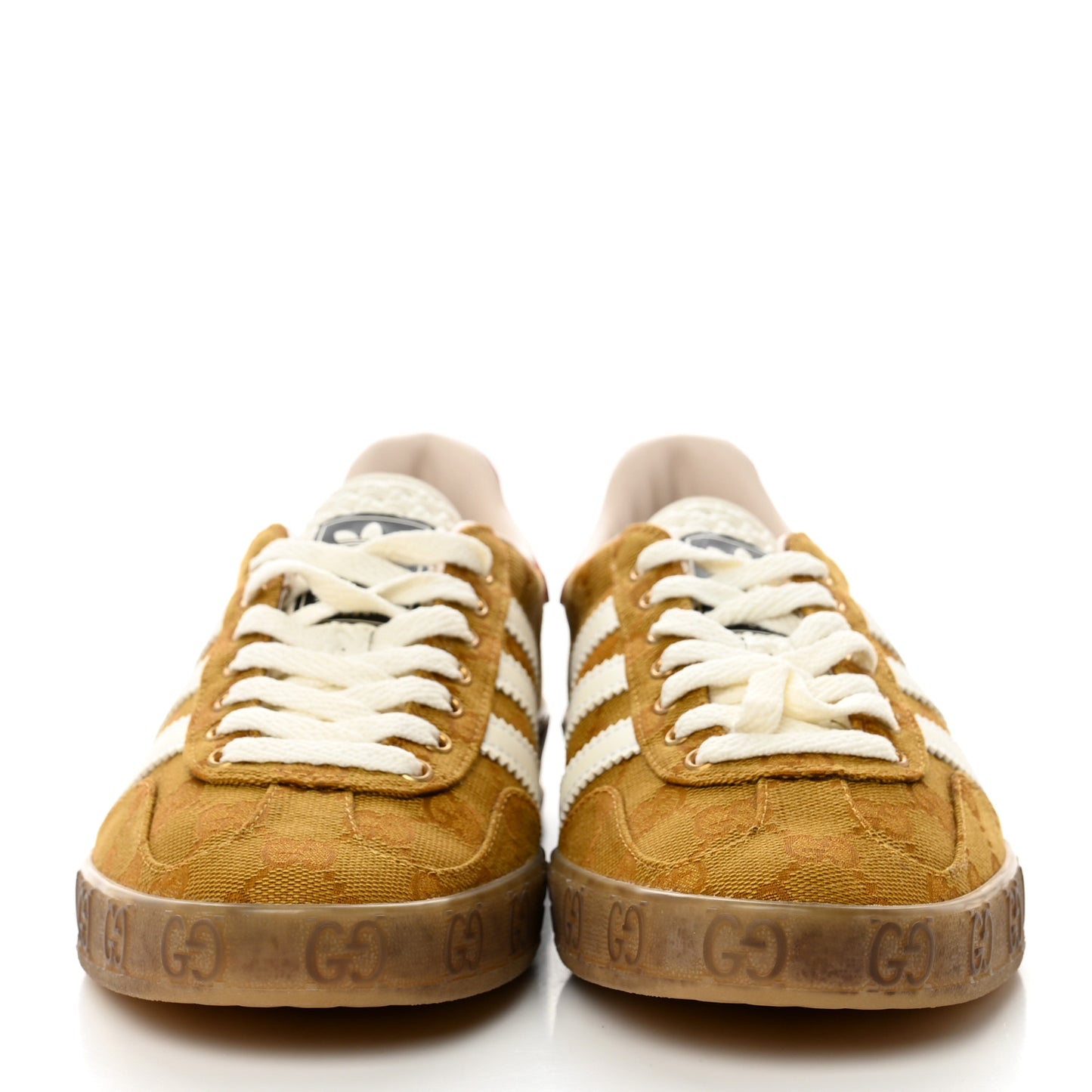 X ADIDAS Vintage GG Monogram Mens Gazelle Sneakers 6.5 Mid Natural Nut Off White
