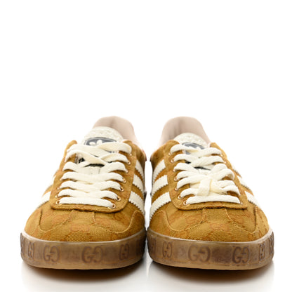 Gucci X ADIDAS Vintage GG Monogram Mens Gazelle Sneakers 6.5 Mid Natural Nut Off White 2 of 8