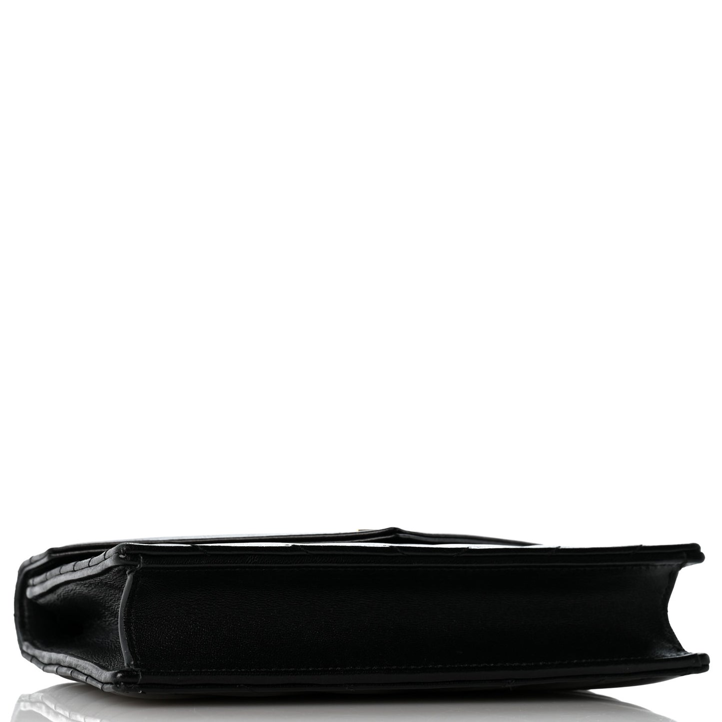 Lambskin Matelasse Chevron Monogram Envelope Chain Wallet Black