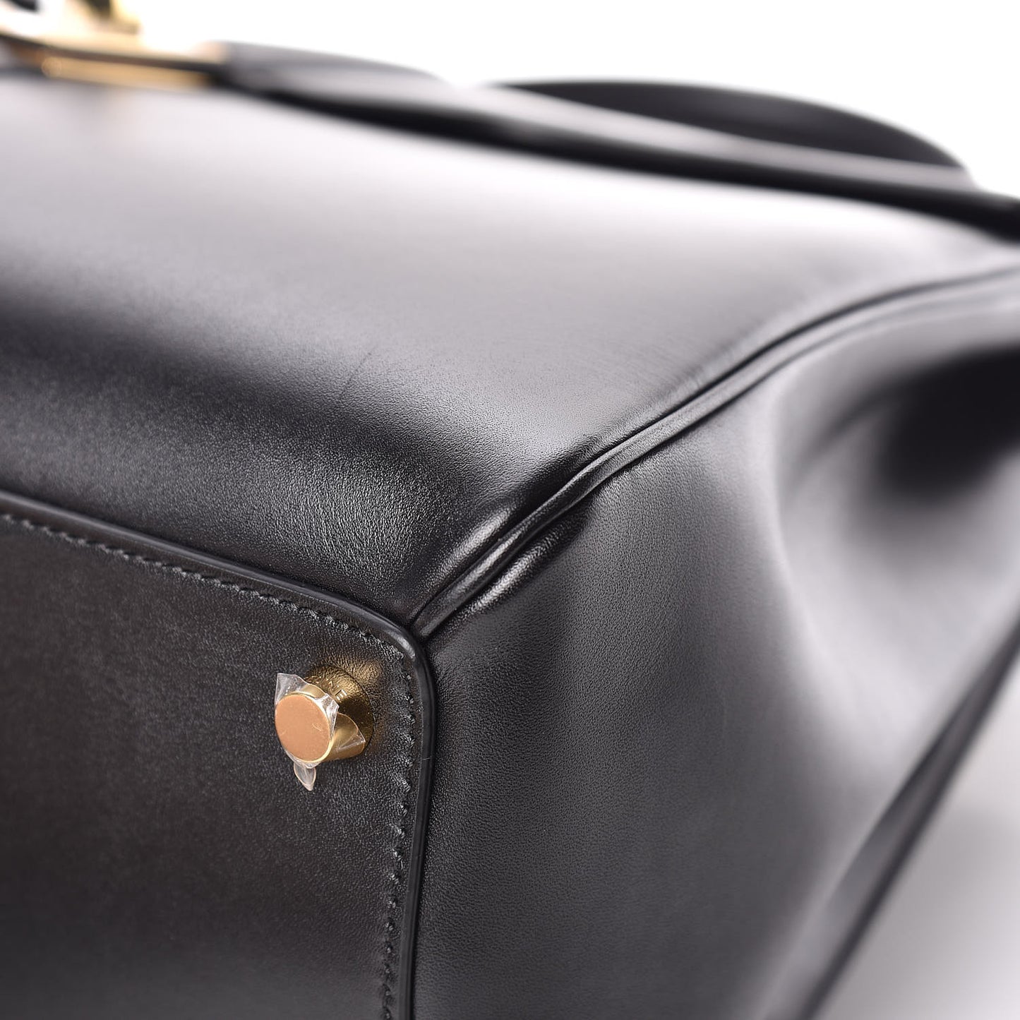 Satinated Calfskin Medium 16 Top Handle Bag Black
