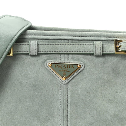 Prada Scamosciato Triangle Small Bonnie Shoulder Bag Salvia 7 of 9