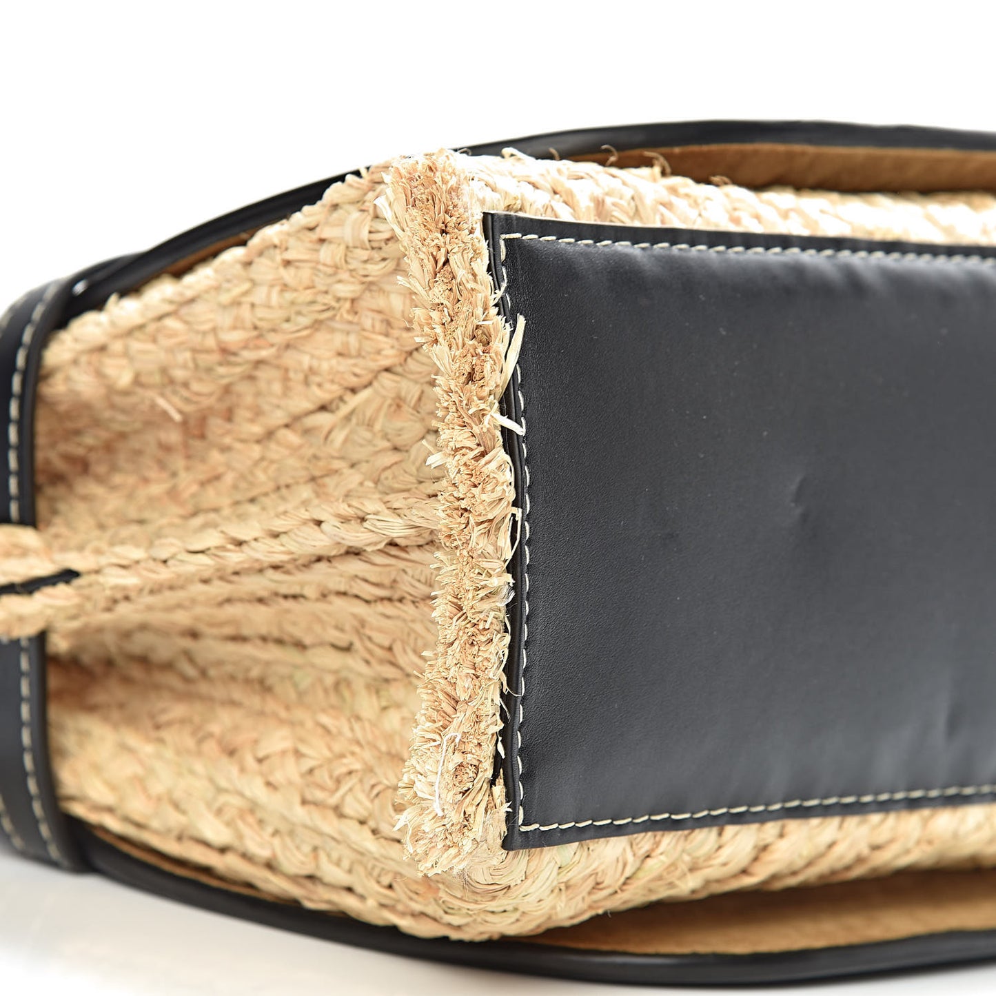 Calfskin Raffia Small Gate Tote Black