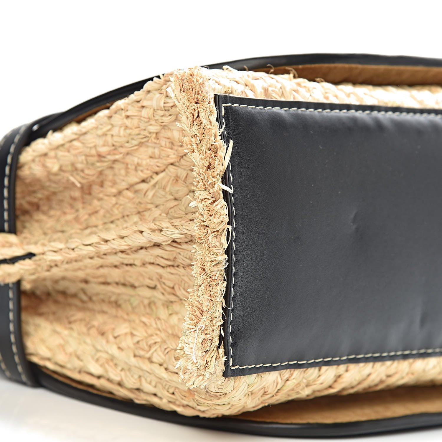 Loewe Calfskin Raffia Small Gate Tote Black 8 of 12