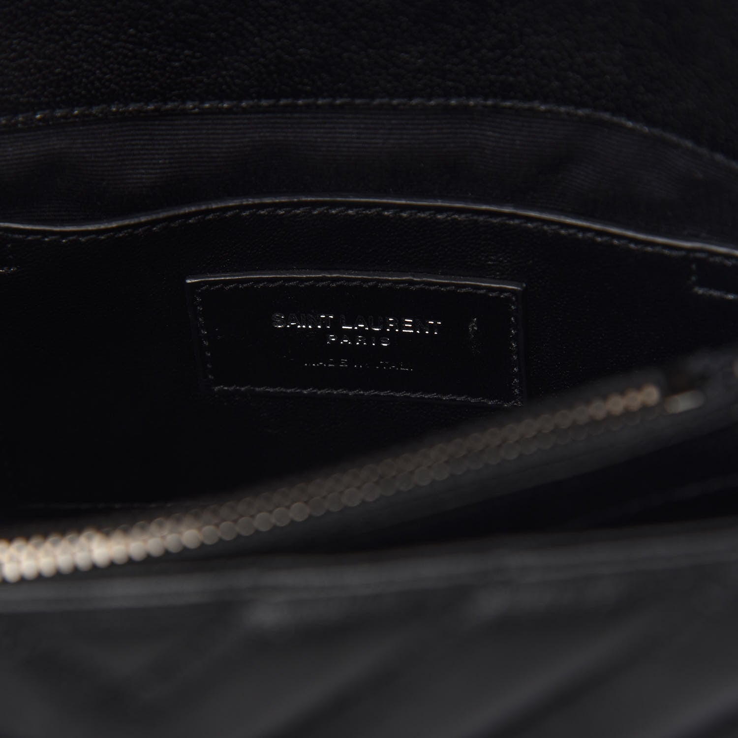 Saint Laurent Sheepskin Matelasse Chevron Monogram Medium College Bag Black 5 of 5