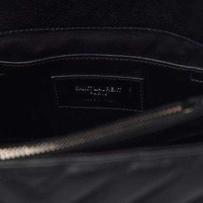 Saint Laurent Sheepskin Matelasse Chevron Monogram Medium College Bag Black 5 of 5