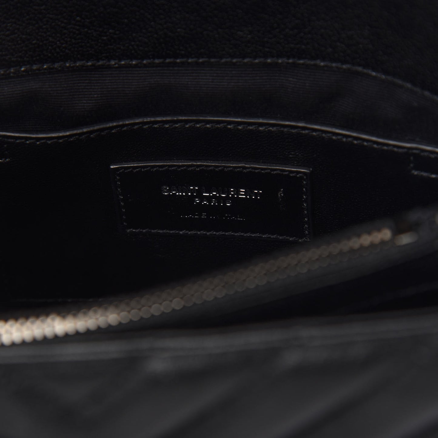 Sheepskin Matelasse Chevron Monogram Medium College Bag Black