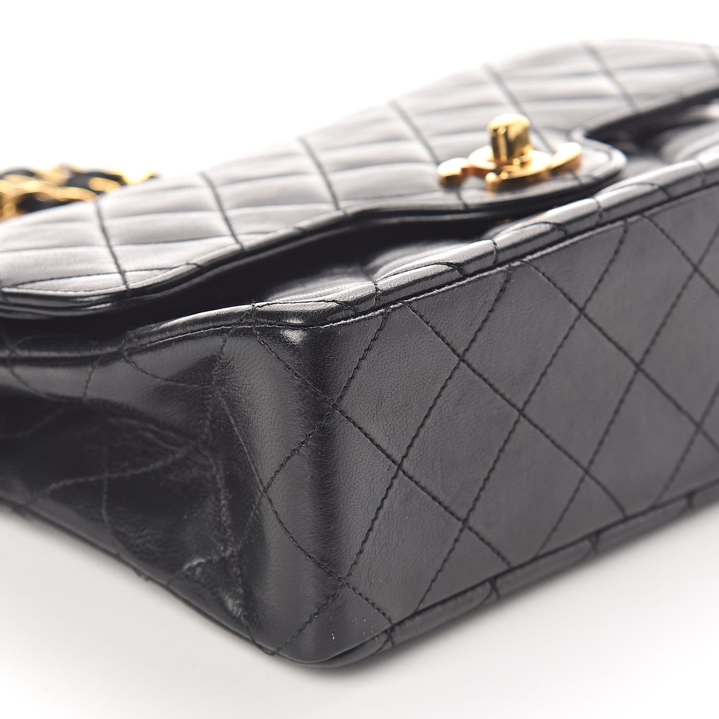 Lambskin Quilted Small Double Flap Black