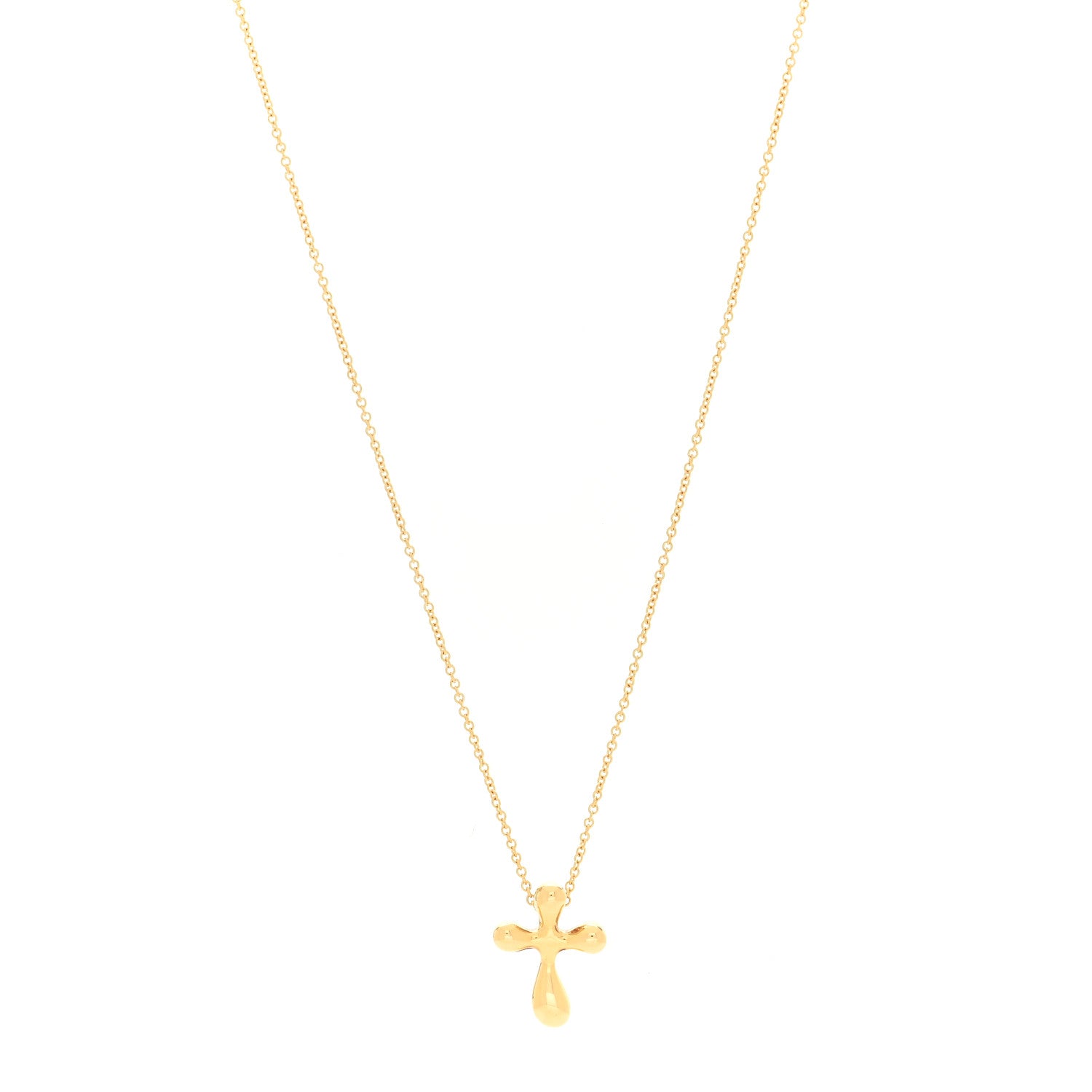 Tiffany 18K Yellow Gold 12mm Elsa Peretti Cross Pendant Necklace 1 of 4