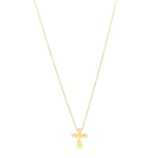 18K Yellow Gold 12mm Elsa Peretti Cross Pendant Necklace