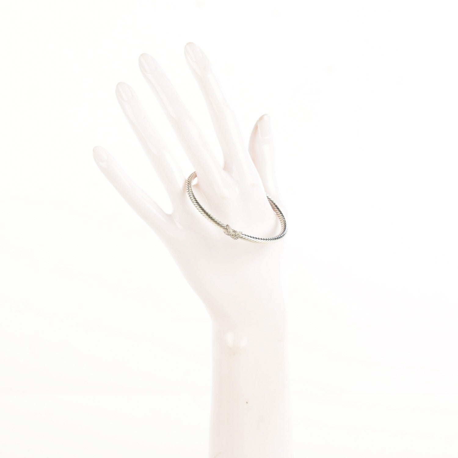 David Yurman Sterling Silver Diamond 4mm X Cable Bracelet 2 of 6