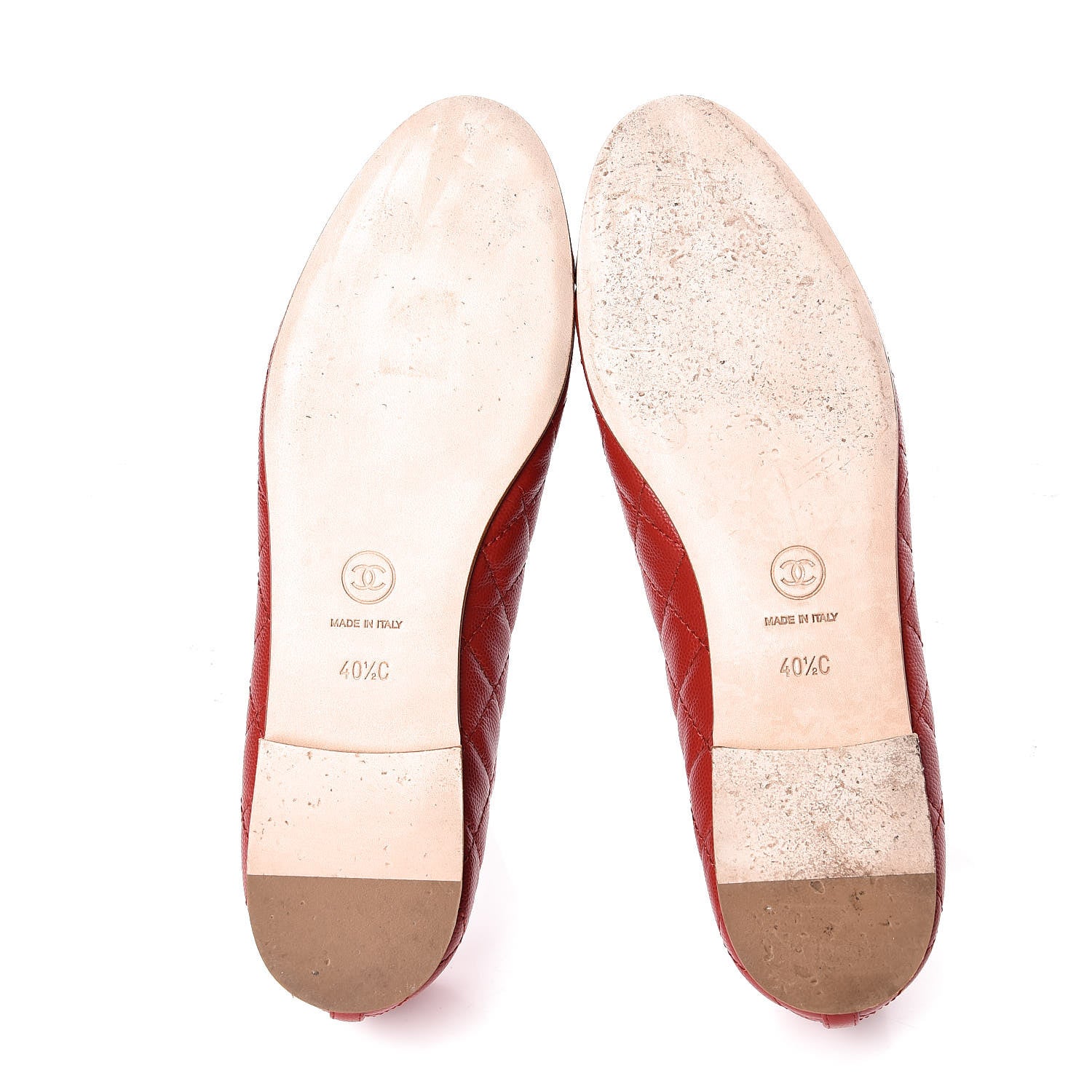 Chanel Caviar Quilted CC Cap Toe Ballerina Flats 40.5 Red 7 of 15