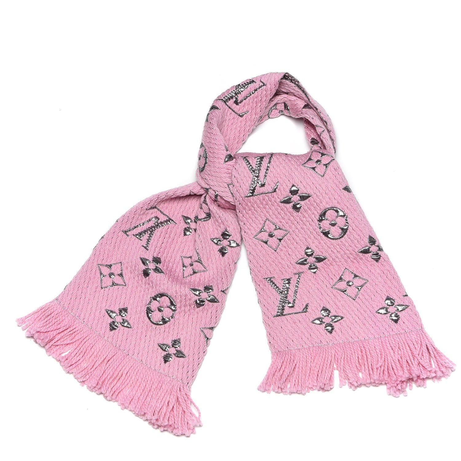 Louis Vuitton Wool Silk Logomania Shine Scarf Pink 1 of 4