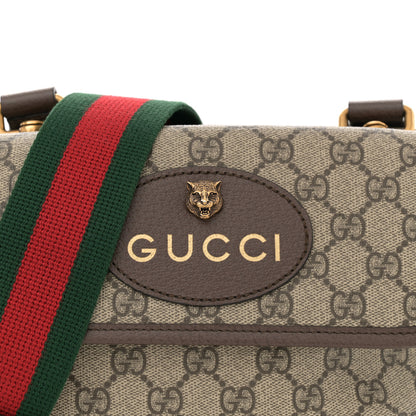 Gucci GG Supreme Monogram Web Small Neo Vintage Double Flap Messenger Bag Beige New Acero 8 of 11