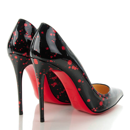 Christian Louboutin Patent Pollock Pigalle Follies 100 Pumps 38.5 Black Red 4 of 7