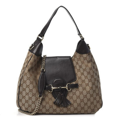 Gucci Monogram Margaux Calfskin Medium Emily Hobo Beige Ebony Cocoa 1 of 12