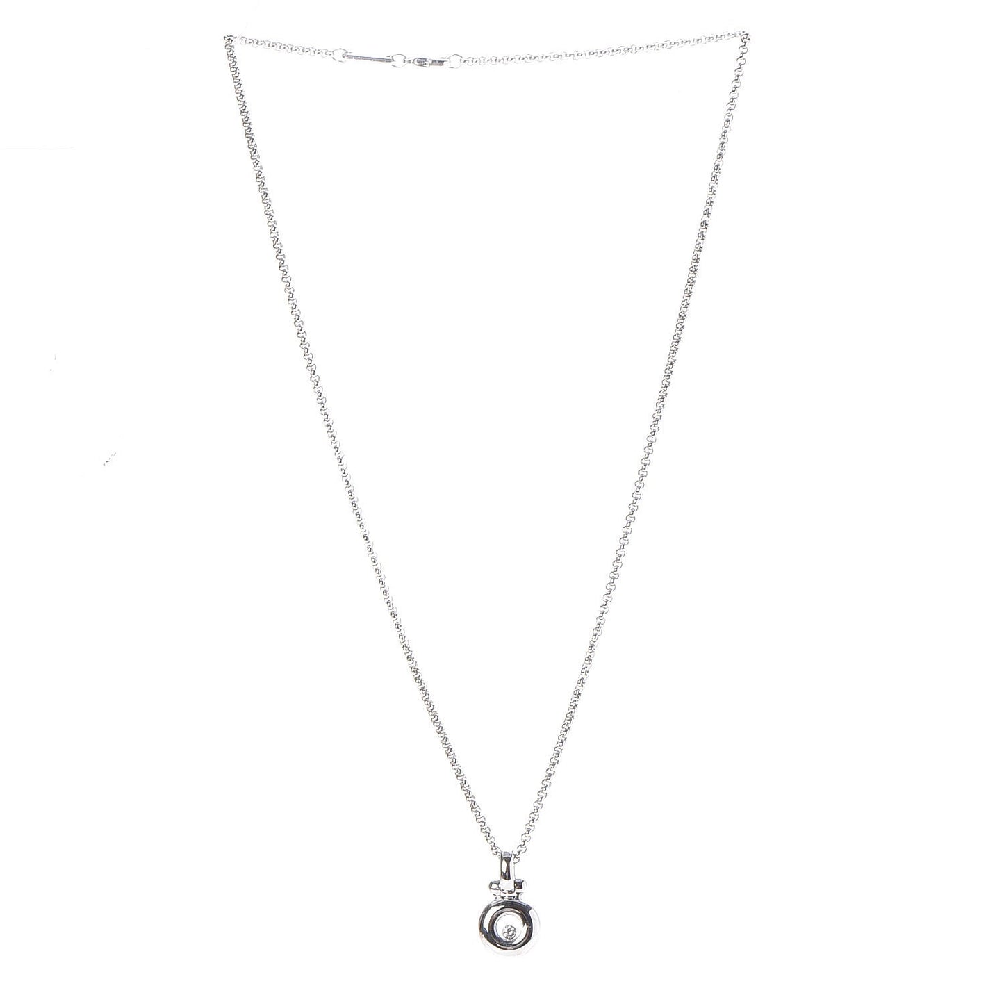 18K White Gold Diamond Happy Pendant Necklace