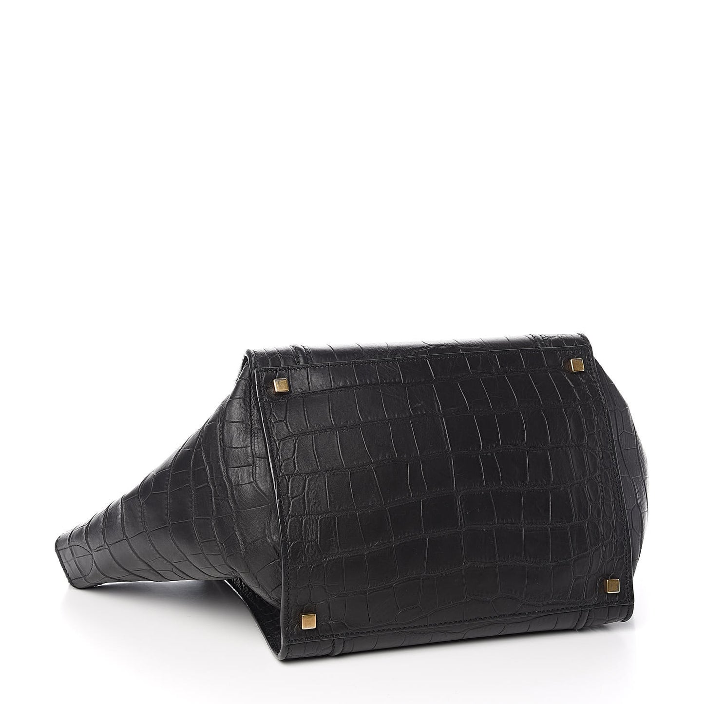 Crocodile Embossed Calfskin Medium Phantom Luggage Black