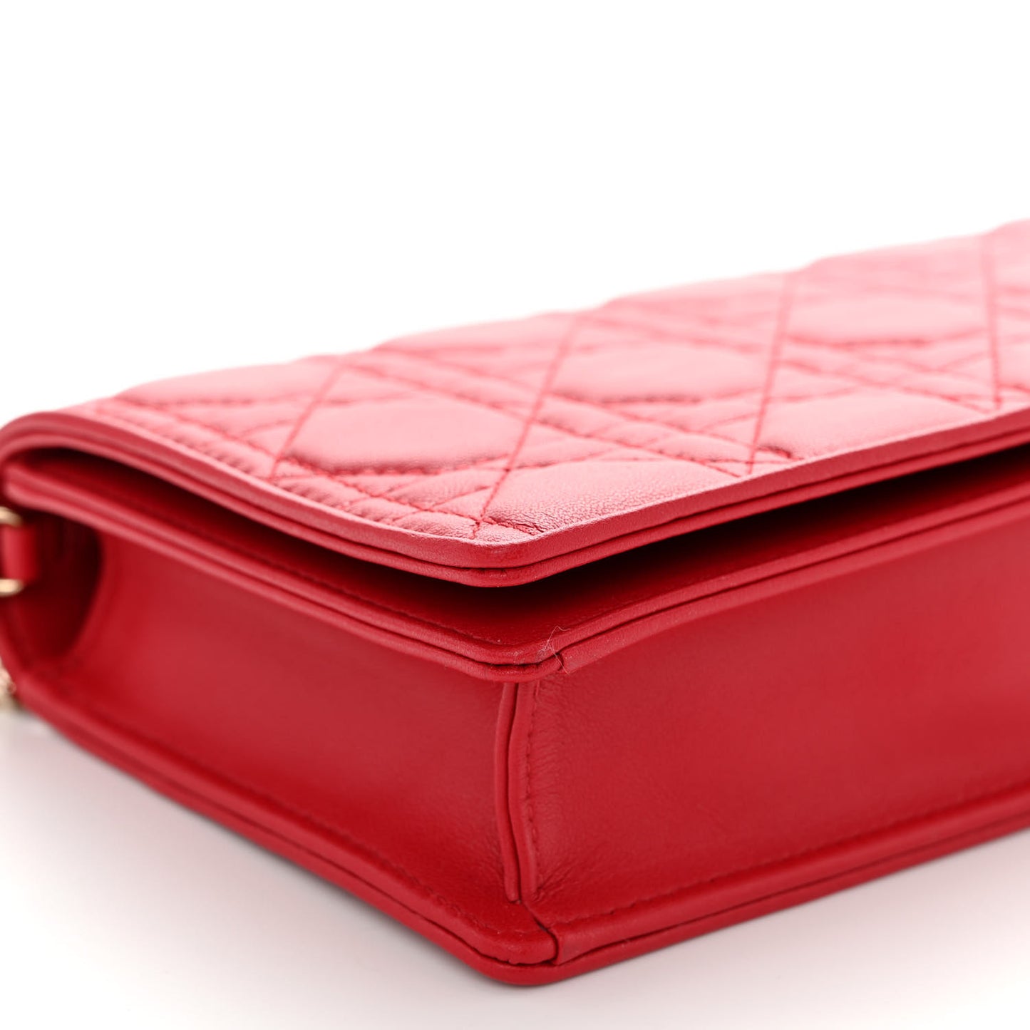 Lambskin Cannage Lady Dior Pouch Red