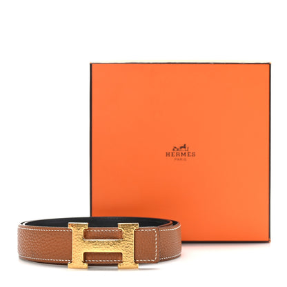 Hermes Box Togo 32mm Martelee H Belt 80 32 Black Gold 7 of 7