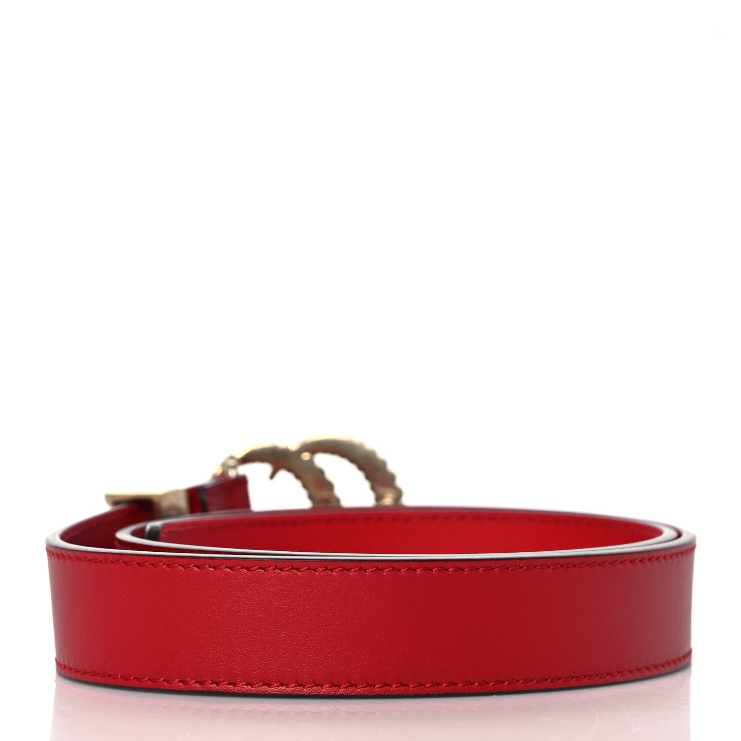 Moon Calfskin Torchon Double G 25mm Belt 70 28 Hibiscus Red