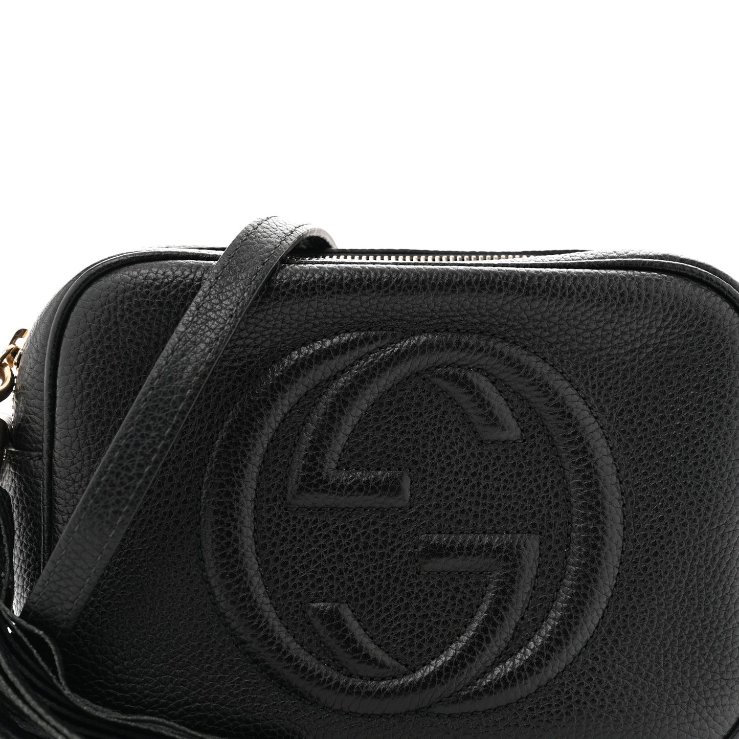 Pebbled Calfskin Small Soho Disco Bag Black