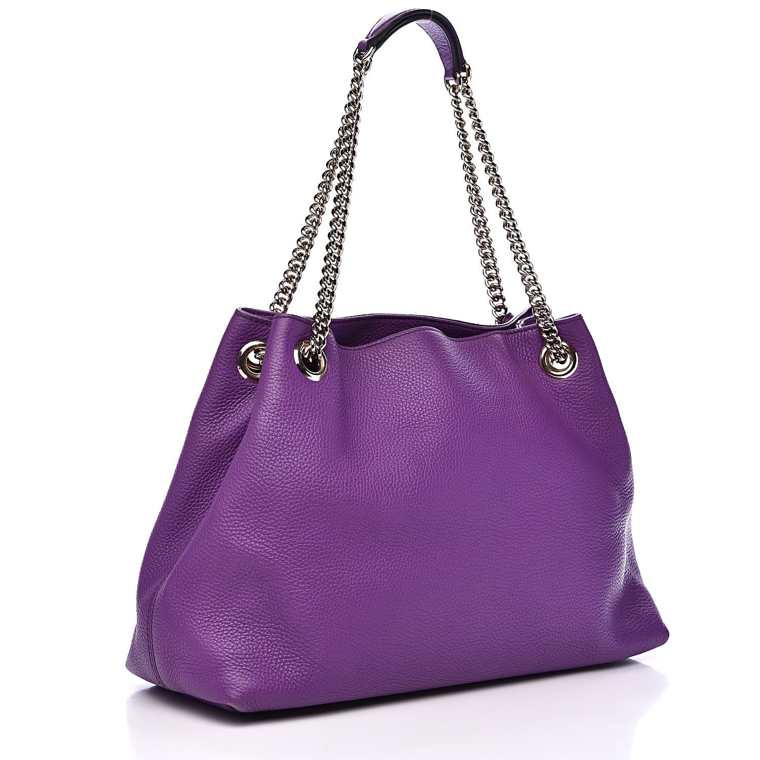 Gucci Pebbled Calfskin Medium Soho Chain Shoulder Bag Shine Purple 3 of 10