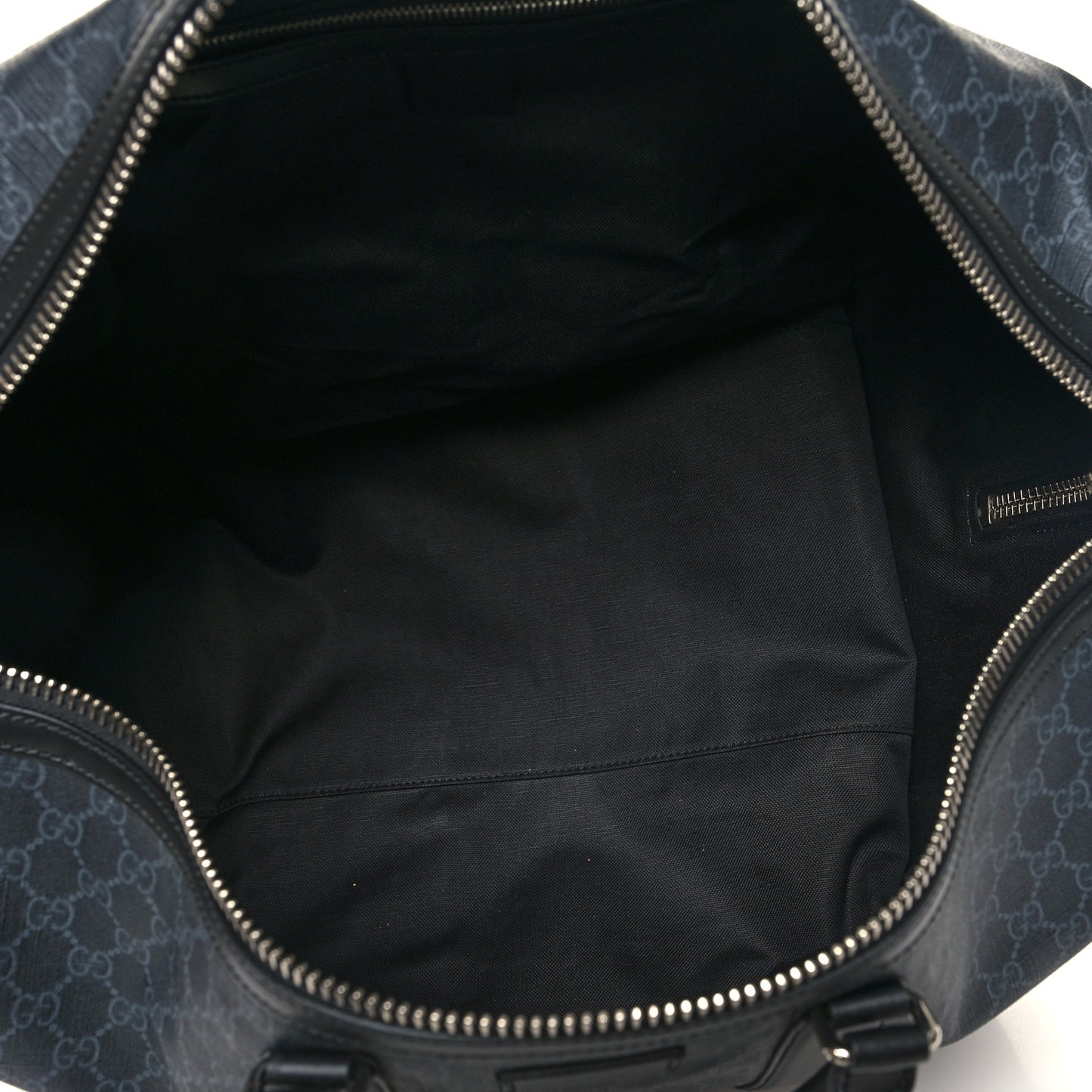 Soft GG Supreme Monogram Appia Calfskin Web Large Carry On Duffle Bag Black Grey